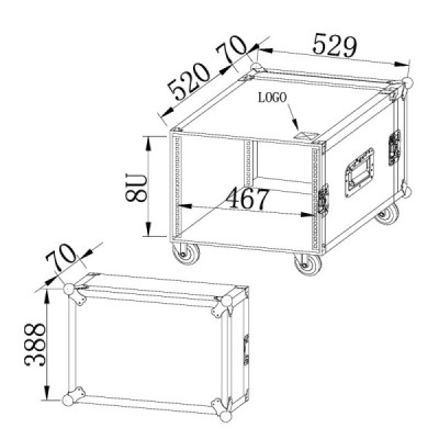  BC8RU - Rack Pro 8U - Com rodas - Full Black