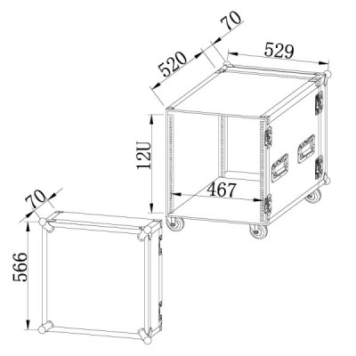  BC12RU - Rack Pro 12U - Com rodas - Full Black