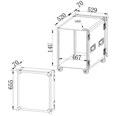  BC14RU - Rack Pro 14U - Com rodas - Full Black