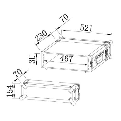  BC3HU - Rack Pro 3U - Meia profundidade - Full Black