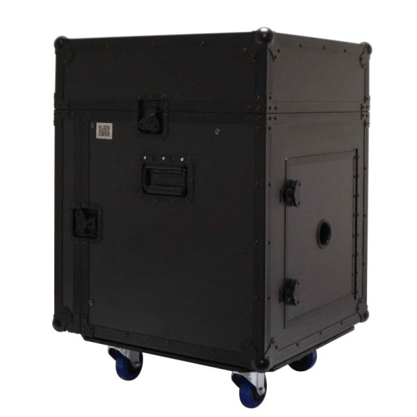 BC12ML - Mobile Pro Control Room 12U with wheels - With 10U tilted mixer plan - Laptop Space - Full Black