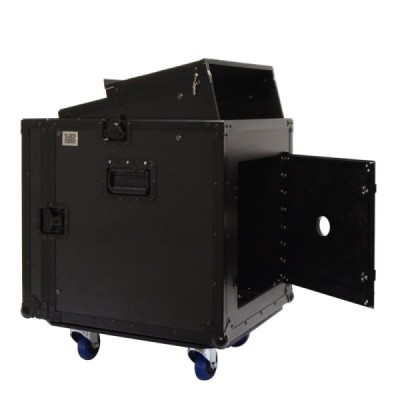  BC12ML - Regie móvel Pro 12U com rodas - Com plano inclinado mixer 10U - Espaço Laptop - Full Black