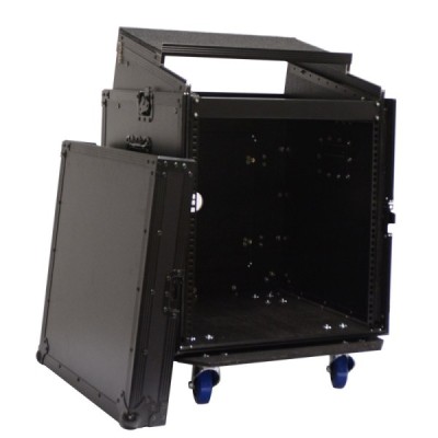  BC12ML - Regie móvel Pro 12U com rodas - Com plano inclinado mixer 10U - Espaço Laptop - Full Black