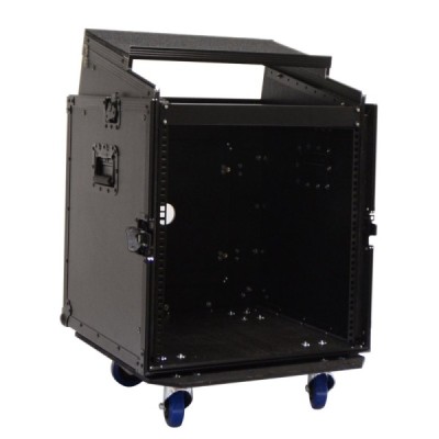  BC12ML - Regie móvel Pro 12U com rodas - Com plano inclinado mixer 10U - Espaço Laptop - Full Black