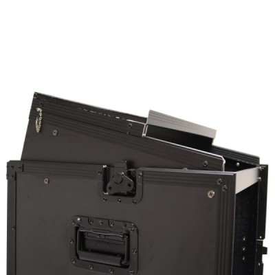  BC12ML - Regie móvel Pro 12U com rodas - Com plano inclinado mixer 10U - Espaço Laptop - Full Black