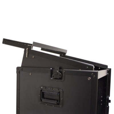  BC12ML - Regie móvel Pro 12U com rodas - Com plano inclinado mixer 10U - Espaço Laptop - Full Black