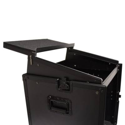  BC12ML - Regie móvel Pro 12U com rodas - Com plano inclinado mixer 10U - Espaço Laptop - Full Black
