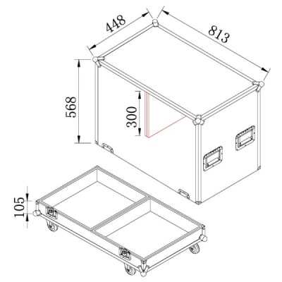  BCX12 - Flightcase para 2 colunas de 12" - Full Black