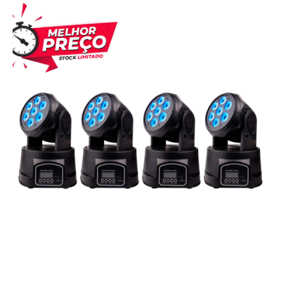  BeeMoveWashKit4 - Kit 4x Moving Head Wash 7*10W RGBW DMX